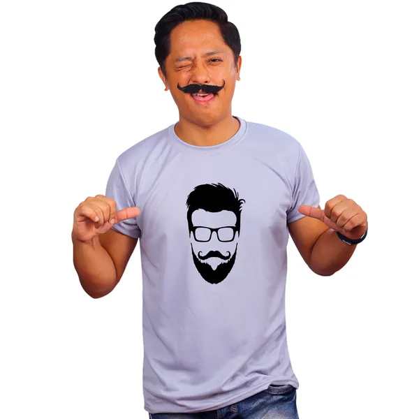 Grey_Mr_Cool_Beard_160_GSM_Quick-Dri_T-Shirt_For_Men