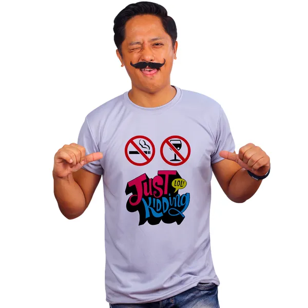Grey_No_Smoking_No_Drinking_Just_Kidding_Quick-Dri_T-Shirt_For_Men