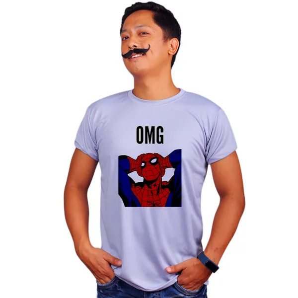 Grey_Oh_My_God_Spider_Man_Quick-Dri_T-Shirt_For_Men