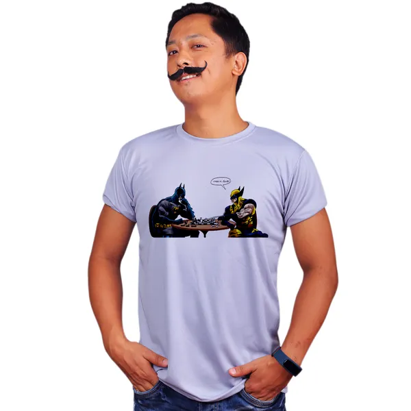 Grey_Batman_Vs_Wolverine_In_Chess_Quick-Dri_T-Shirt_For_Men
