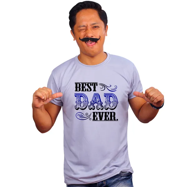Grey_Best_Dad_Ever_160_GSM_Quick-Dri_T-Shirt_For_Men
