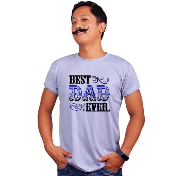 Grey_Best_Dad_Ever_160_GSM_Quick-Dri_T-Shirt_For_Men