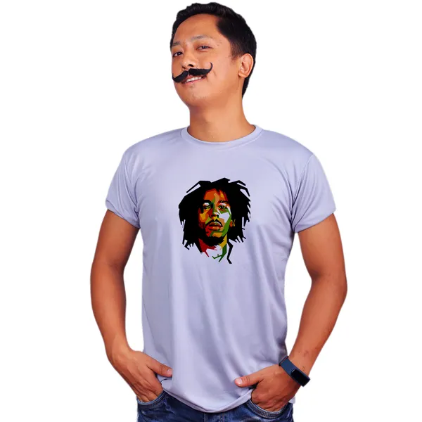 Grey_Bob_Marley_Colorful_Geometric_Art_160_GSM_Quick-Dri_T-Shirt_For_Men
