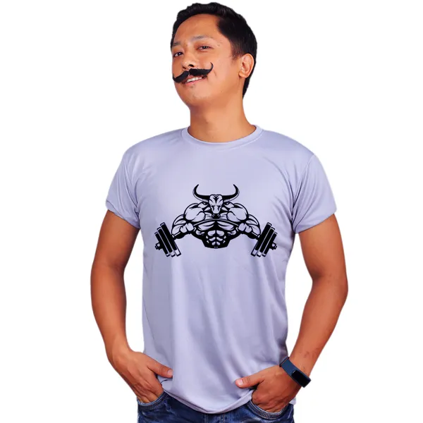 Grey_Bulls_Gym_Quick-Dri_T-Shirt_For_Men