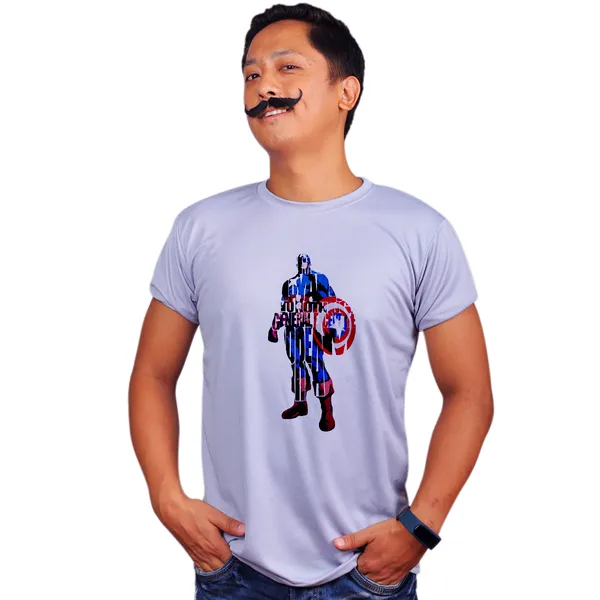 Grey_Captain_America_I'M_Loyal_To_Nothing_General_Except_The_Dream_160_GSM_Quick-Dri_T-Shirt_For_Men