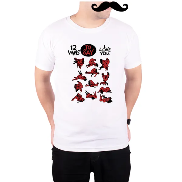 White_12_Ways_To_Say_I_Love_You_160_GSM_Quick-Dri_T-Shirt_For_Men