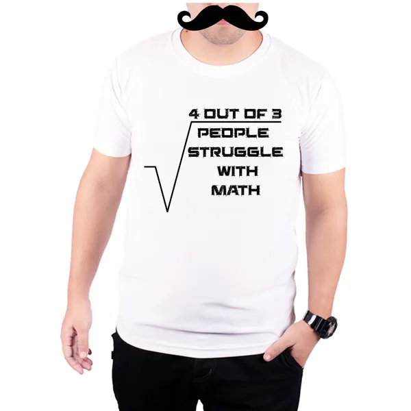 White_4_Out_Of_3_People_Struggle_With_Math_160_GSM_Quick-Dri_T-Shirt_For_Men