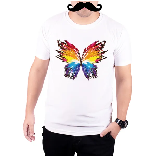 White_Abstract_Butterfly_Art_Quick-Dri_T-Shirt_For_Men