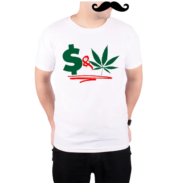 White_Dollar_And_Weed_160_GSM_Quick-Dri_T-Shirt_For_Men