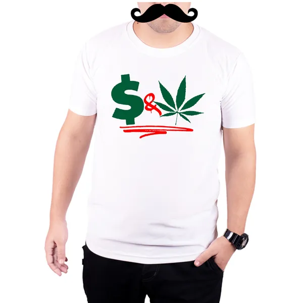 White_Dollar_And_Weed_160_GSM_Quick-Dri_T-Shirt_For_Men