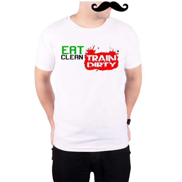 White_Eat_Clean_Train_Dirty_160_GSM_Quick-Dri_T-Shirt_For_Men