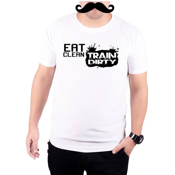 White_Eat_Clean_Train_Dirty_Black_And__Quick-Dri_T-Shirt_For_Men