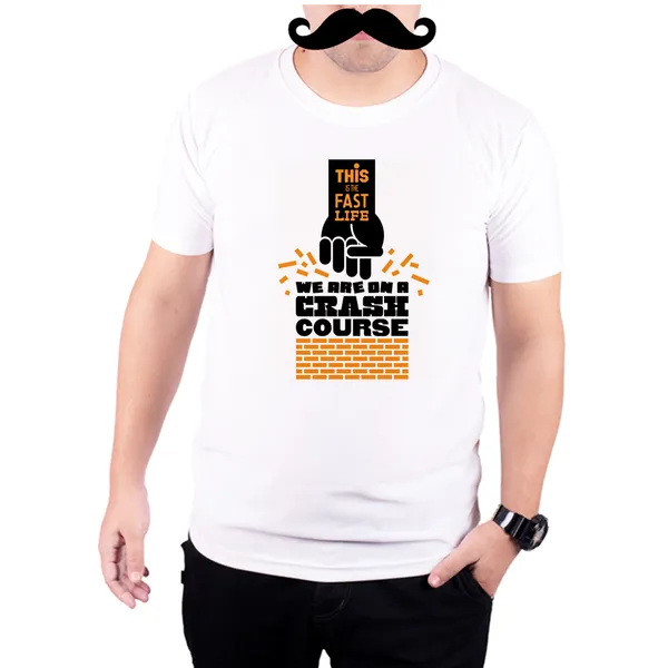 White_Fast_Life_Crash_Course__Quick-Dri_T-Shirt_For_Men