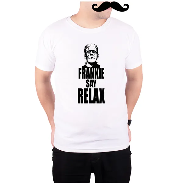 White_Frankie_Frankenstein_Say_Relax_160_GSM_Quick-Dri_T-Shirt_For_Men