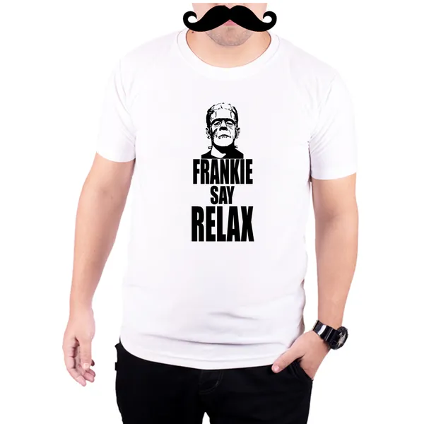 White_Frankie_Frankenstein_Say_Relax_160_GSM_Quick-Dri_T-Shirt_For_Men