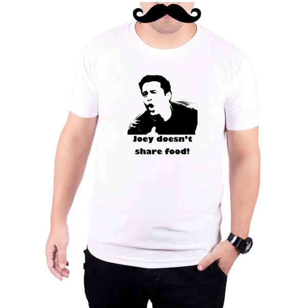 White_Friends_Joye_Dosent_Share_Food_Black_And_160_GSM_Quick-Dri_T-Shirt_For_Men