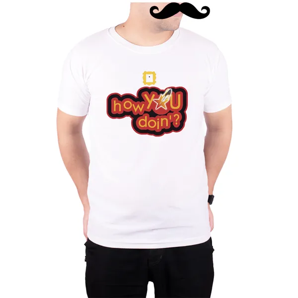 White_Friends_Joye_How_You_Doin_Red_And_Yellow_Typo__Quick-Dri_T-Shirt_For_Men