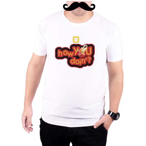 White_Friends_Joye_How_You_Doin_Red_And_Yellow_Typo__Quick-Dri_T-Shirt_For_Men