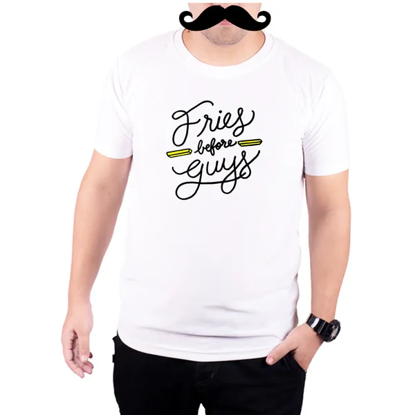 White_Fries_Before_Guys_Simple_160_GSM_Quick-Dri_T-Shirt_For_Men
