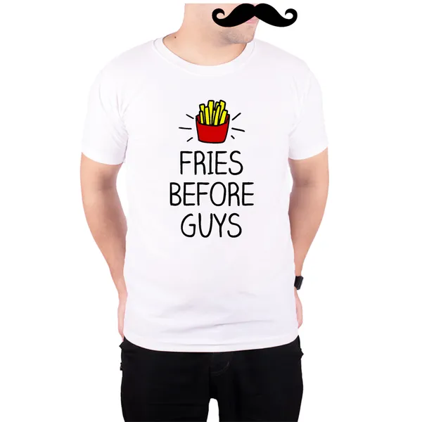 White_Fries_Before_Guys_Typo_160_GSM_Quick-Dri_T-Shirt_For_Men
