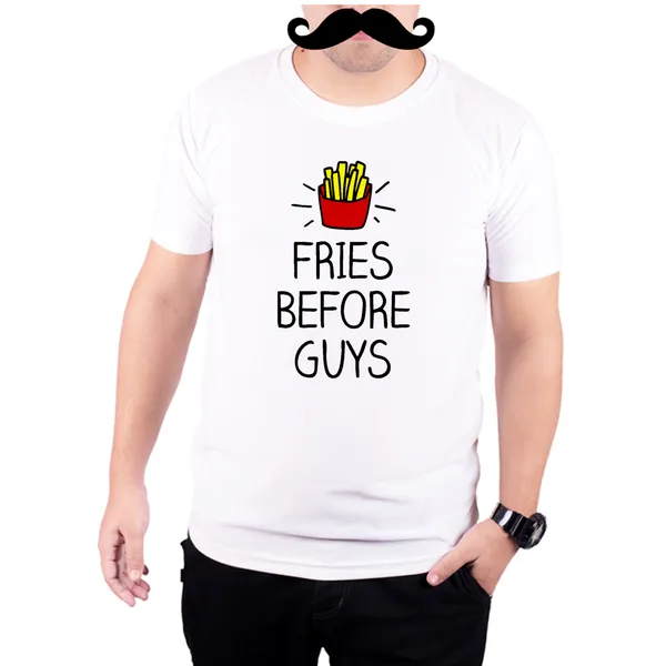 White_Fries_Before_Guys_Typo_160_GSM_Quick-Dri_T-Shirt_For_Men
