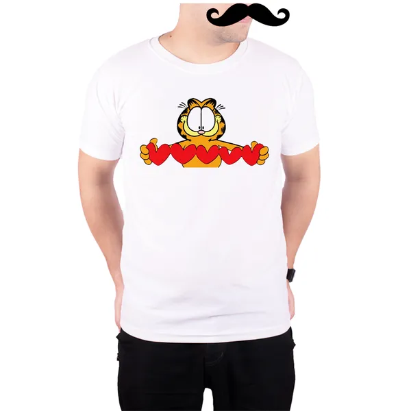 White_Garfield_Love__Quick-Dri_T-Shirt_For_Men