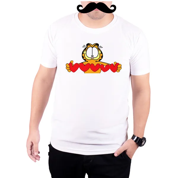White_Garfield_Love__Quick-Dri_T-Shirt_For_Men
