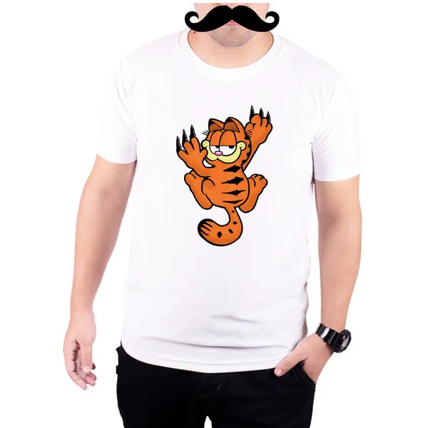 White_Garfield_Scratch_Off__Quick-Dri_T-Shirt_For_Men