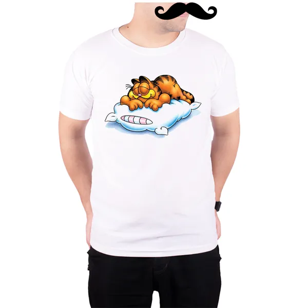 White_Garfield_Sleep_Ahead_160_GSM_Quick-Dri_T-Shirt_For_Men