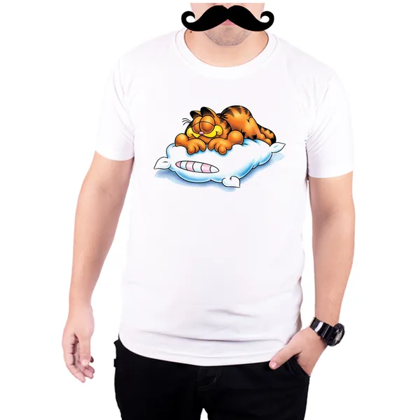 White_Garfield_Sleep_Ahead_160_GSM_Quick-Dri_T-Shirt_For_Men