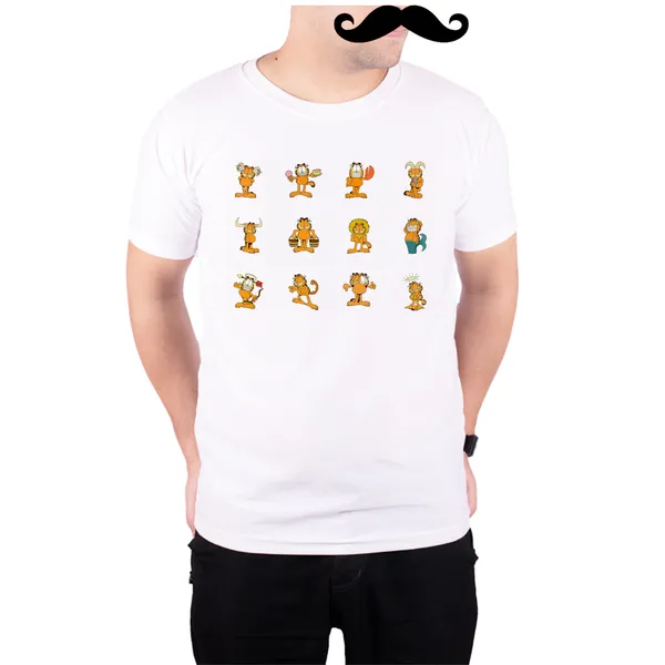 White_Garfield_Zodiac_Signs_160_GSM_Quick-Dri_T-Shirt_For_Men