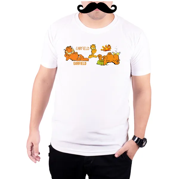 White_Garfields__Quick-Dri_T-Shirt_For_Men