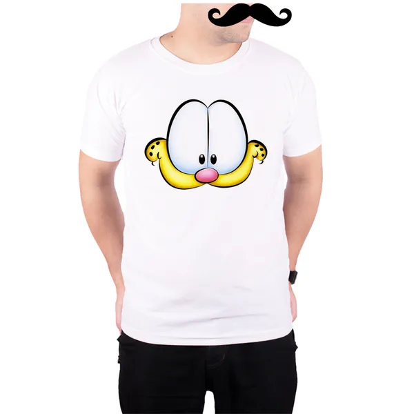 White_Garfields_Face__Quick-Dri_T-Shirt_For_Men