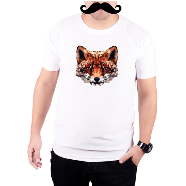 White_Geometric_Fox_Art__Quick-Dri_T-Shirt_For_Men