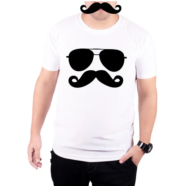 White_Avaiator_Mooch__Quick-Dri_T-Shirt_For_Men