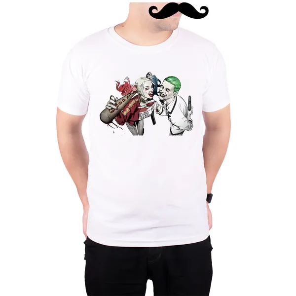 White_Harley_And_Deadpool__Quick-Dri_T-Shirt_For_Men