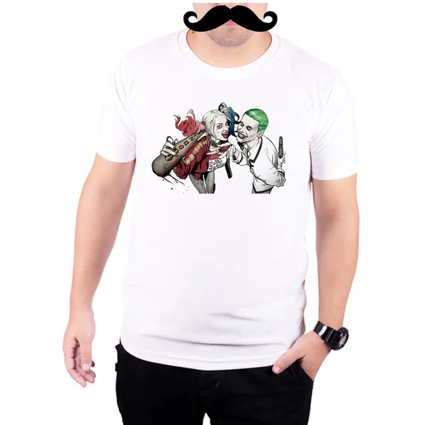 White_Harley_And_Deadpool__Quick-Dri_T-Shirt_For_Men