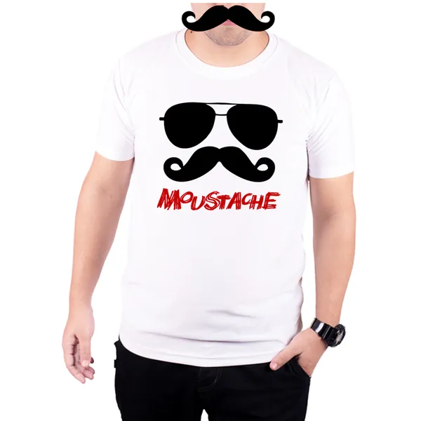 White_Avaiator_Moustache_160_GSM_Quick-Dri_T-Shirt_For_Men