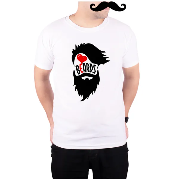 White_Heart_Beard_160_GSM_Quick-Dri_T-Shirt_For_Men