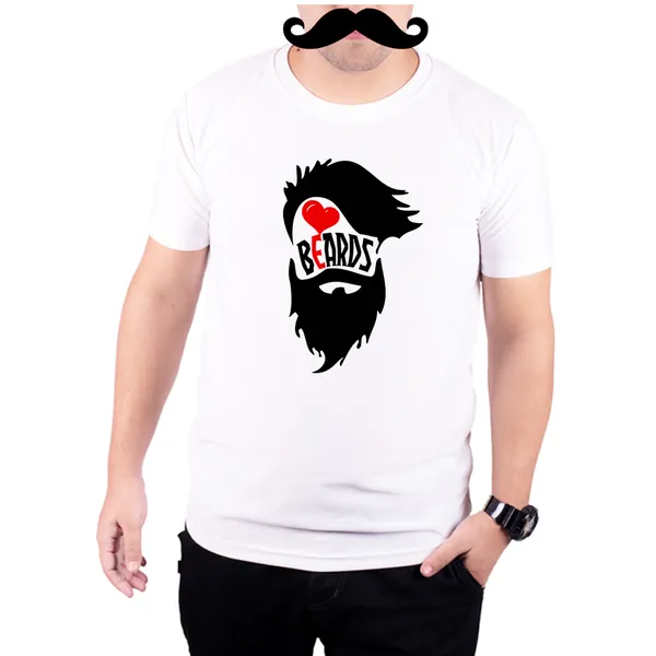 White_Heart_Beard_160_GSM_Quick-Dri_T-Shirt_For_Men