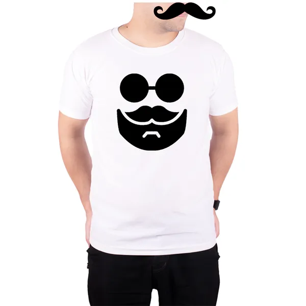 White_Hipster_Beard__Quick-Dri_T-Shirt_For_Men