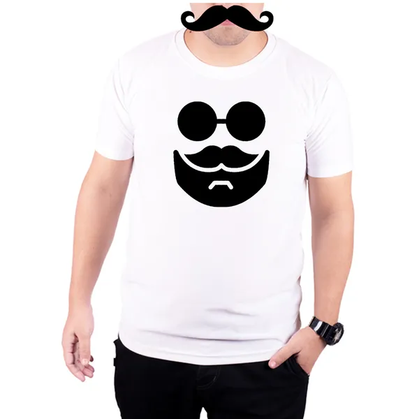 White_Hipster_Beard__Quick-Dri_T-Shirt_For_Men
