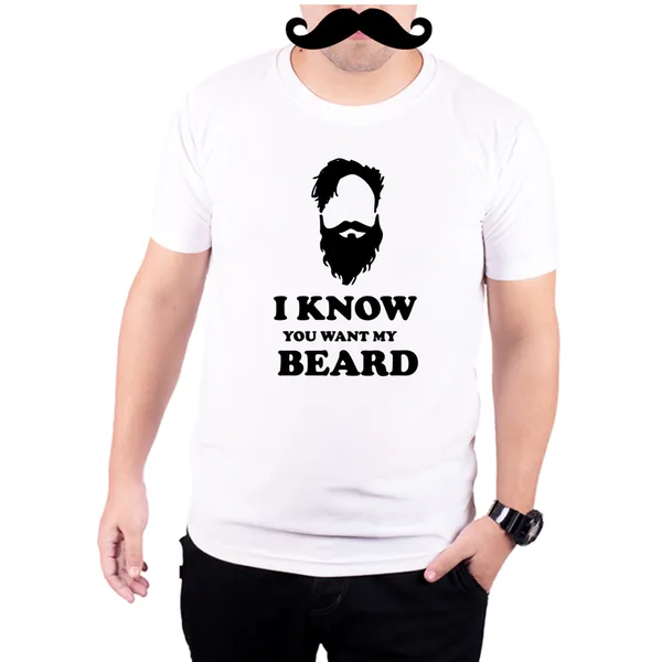 White_I_Know_You_Want_My_Beard_160_GSM_Quick-Dri_T-Shirt_For_Men