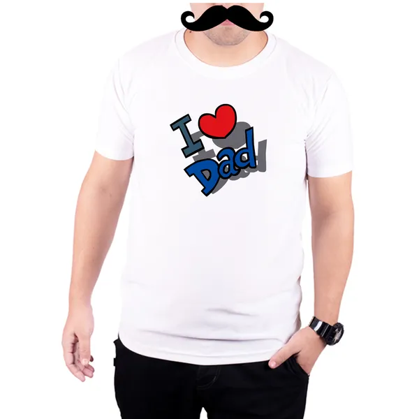 White_I_Love_Dad_160_GSM_Quick-Dri_T-Shirt_For_Men