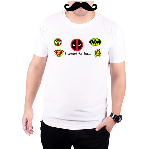 White_I_Want_To_Be_Deadpool__Quick-Dri_T-Shirt_For_Men