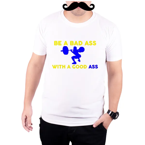 White_Bad_Ass_With_Good_Ass_Blue_And_Yellow__Quick-Dri_T-Shirt_For_Men