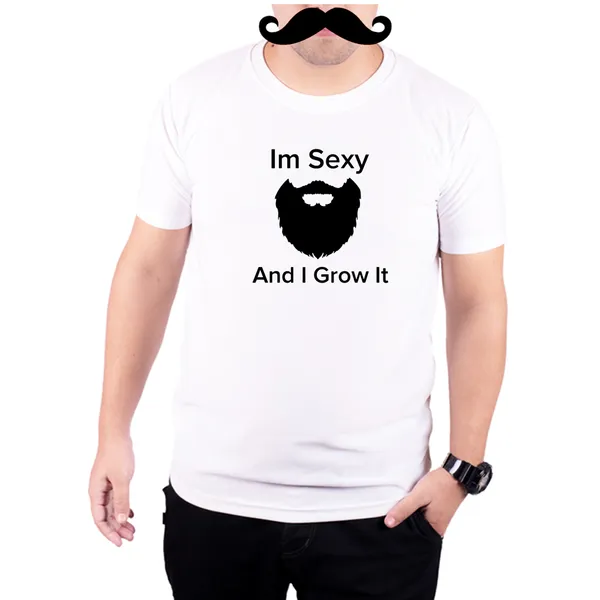 White_Im_Sexy_And_I_Grow_It_160_GSM_Quick-Dri_T-Shirt_For_Men