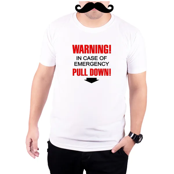 White_In_Case_Of_Emergency_Pull_Down__Quick-Dri_T-Shirt_For_Men