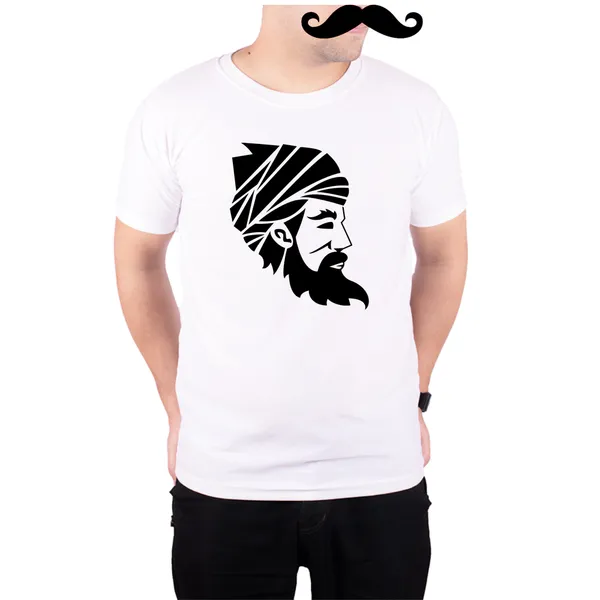 White_Indian_Nawab_Turban_And_Beard__Quick-Dri_T-Shirt_For_Men