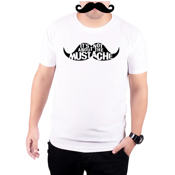 White_Its_Not_About_The_Mustache_160_GSM_Quick-Dri_T-Shirt_For_Men